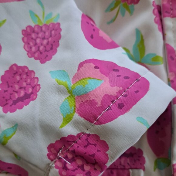 Hatley strawberry raspberry white pink girl raincoat, lined terry size 3 rain - Picture 7 of 8
